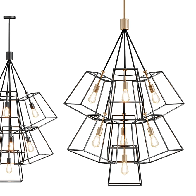 Elegant Fulton Chandelier in Aged Zinc 3D model image 1