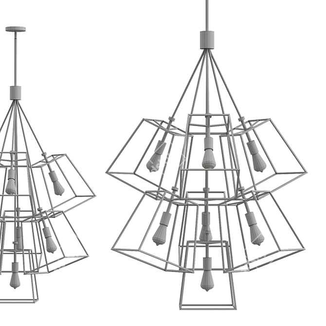 Elegant Fulton Chandelier in Aged Zinc 3D model image 2