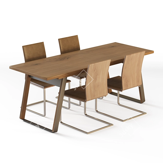 GWINNER ET570 Dining Table & LENA Chairs 3D model image 1