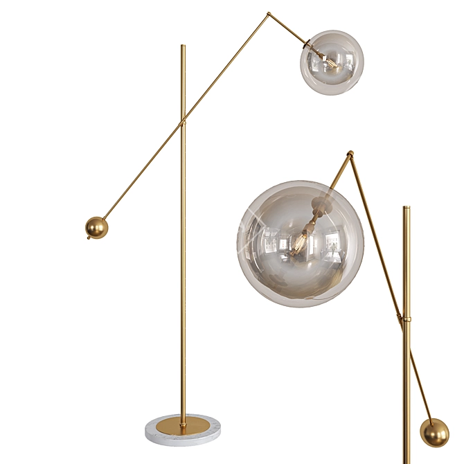 Illuminated AquaSphere: Modern Floor Lamp 3D model image 1