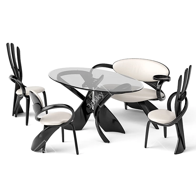 Elegant virtuos S dining set 3D model image 1