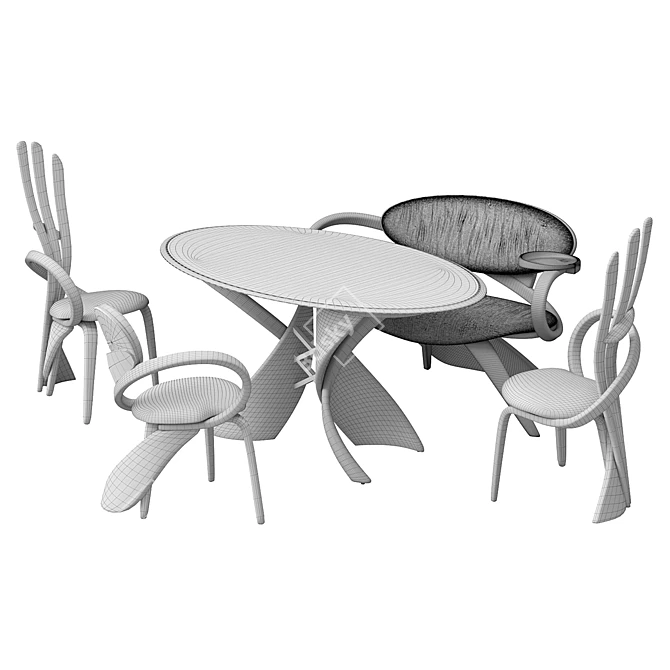 Elegant virtuos S dining set 3D model image 4