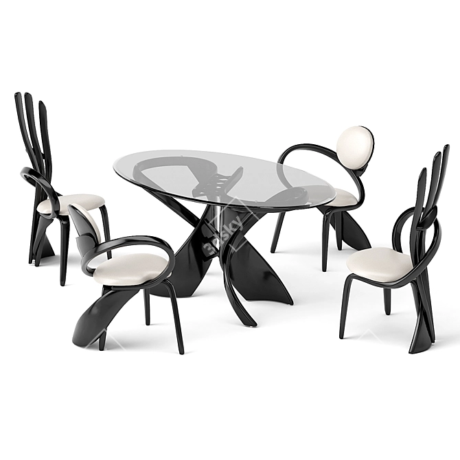 Elegant virtuos S dining set 3D model image 5