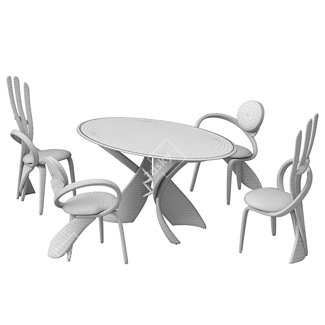 Elegant virtuos S dining set 3D model image 6