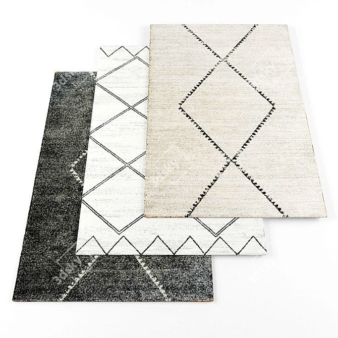 Modern Rugs Bundle: 3 Pieces 3D model image 1