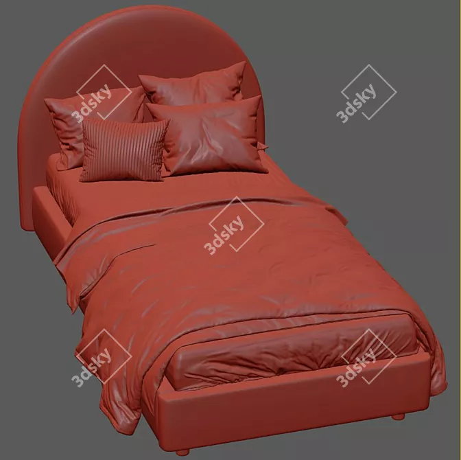 Soft Headboard Bed: Elegant and Comfortable 3D model image 7