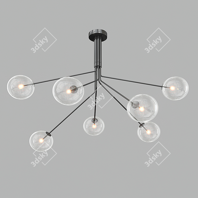 Elegant Minimalist Brass Chandelier 3D model image 1