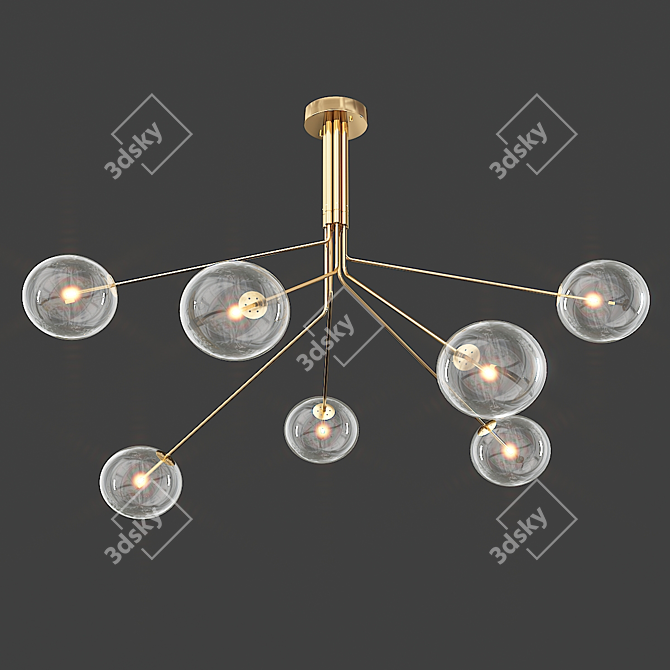 Elegant Minimalist Brass Chandelier 3D model image 2