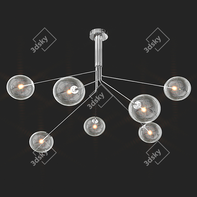 Elegant Minimalist Brass Chandelier 3D model image 3