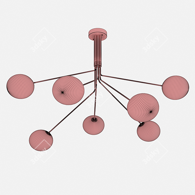 Elegant Minimalist Brass Chandelier 3D model image 4