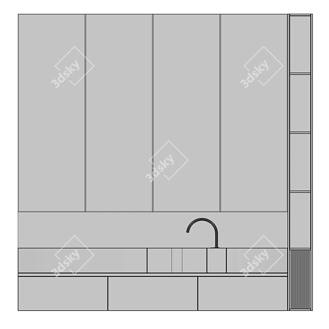 Modern Bath Set with Spacious Dimensions 3D model image 6