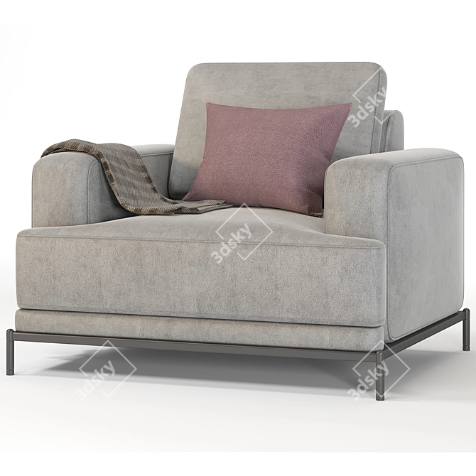 Title: Elegant Comfort: Modern One-Seater Sofa 3D model image 1