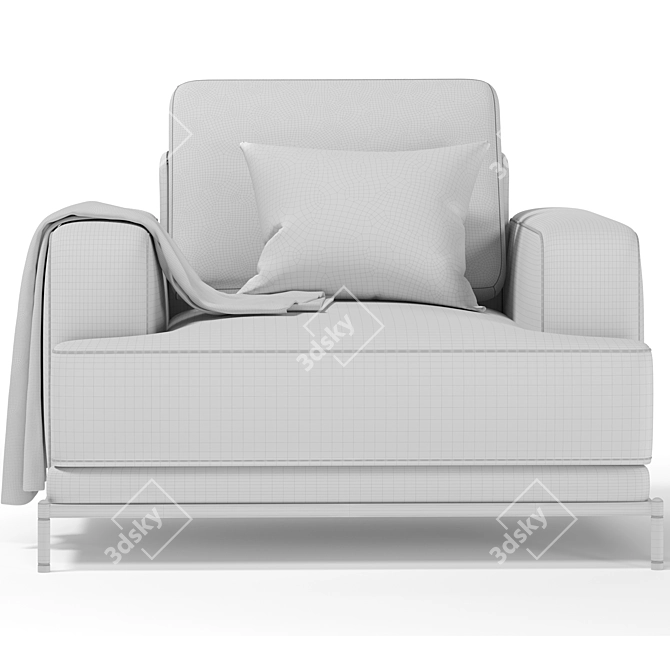 Title: Elegant Comfort: Modern One-Seater Sofa 3D model image 4