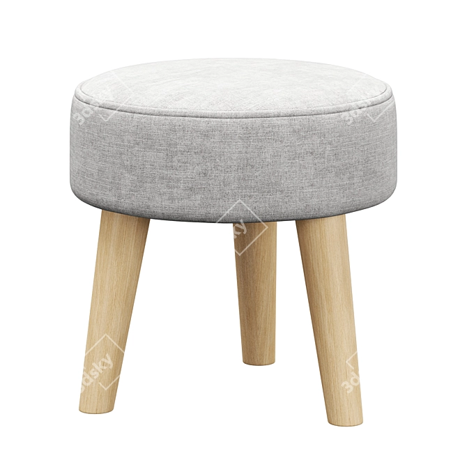 Natural Fibre Wooden Stool 3D model image 2