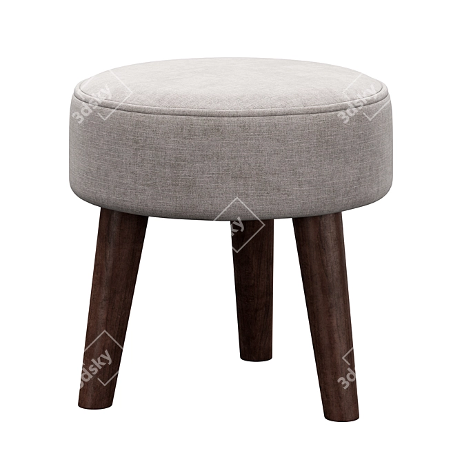 Natural Fibre Wooden Stool 3D model image 4