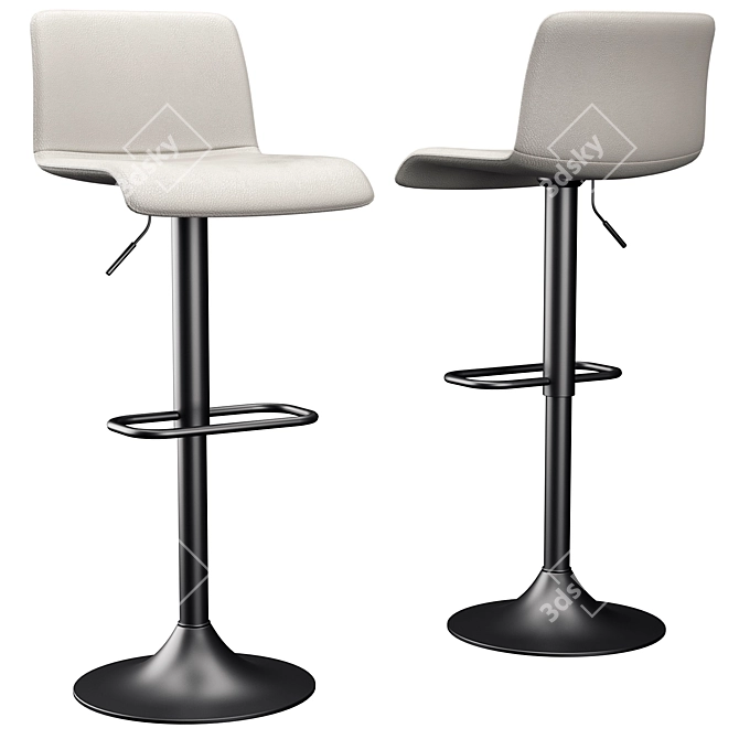 Modern Grey Adjustable Bar Stools 3D model image 1