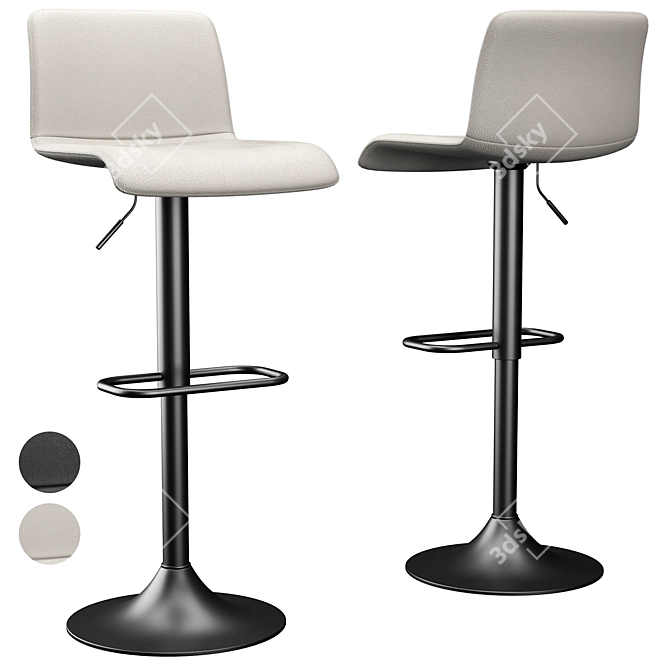 Modern Grey Adjustable Bar Stools 3D model image 6