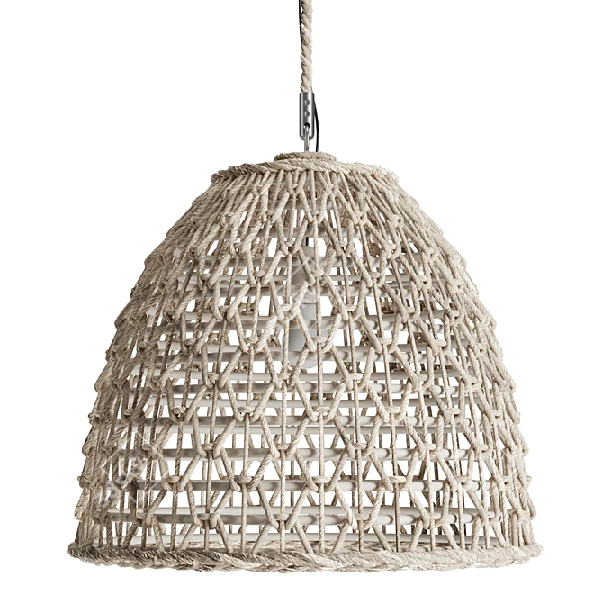 Natural Rattan Dome Pendant 3D model image 5