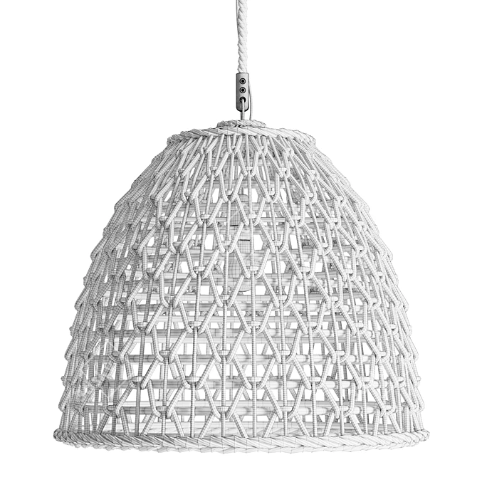 Natural Rattan Dome Pendant 3D model image 6