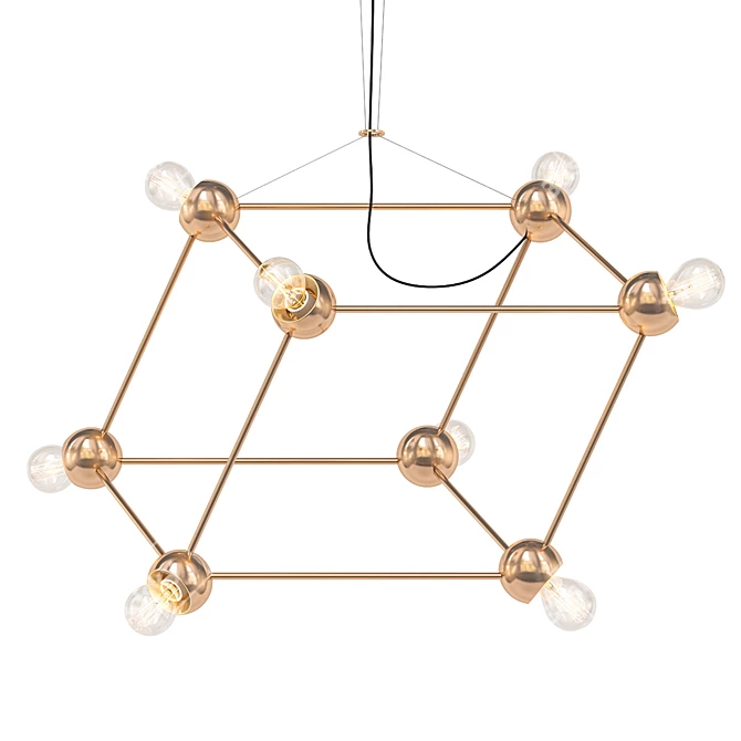 Elegant Molecule Gold Chandelier 3D model image 1