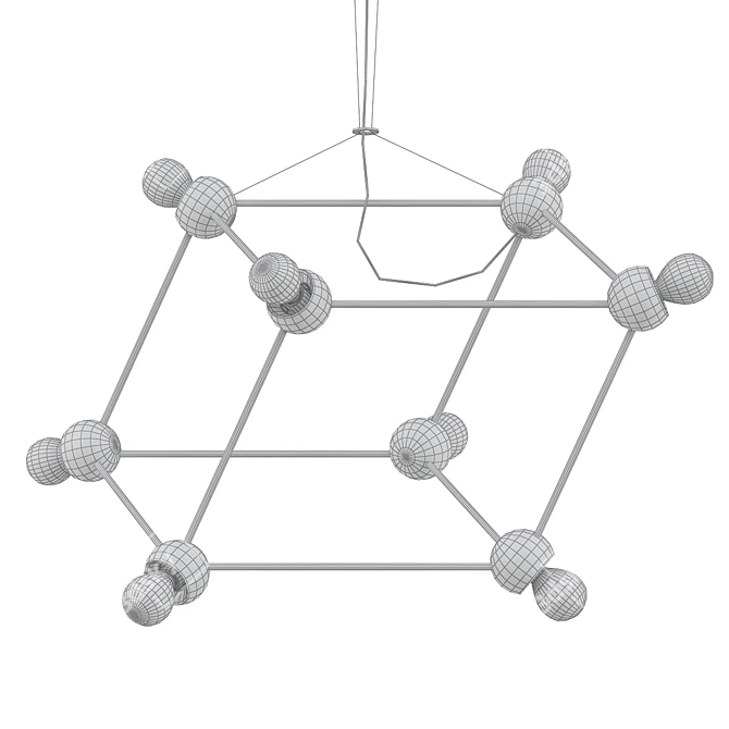 Elegant Molecule Gold Chandelier 3D model image 2