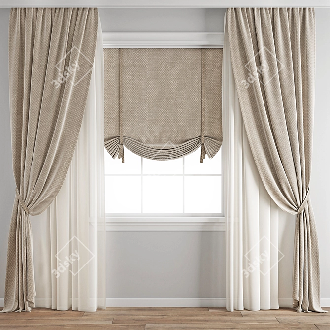 Elegant Polygonal Curtain Design 3D model image 1