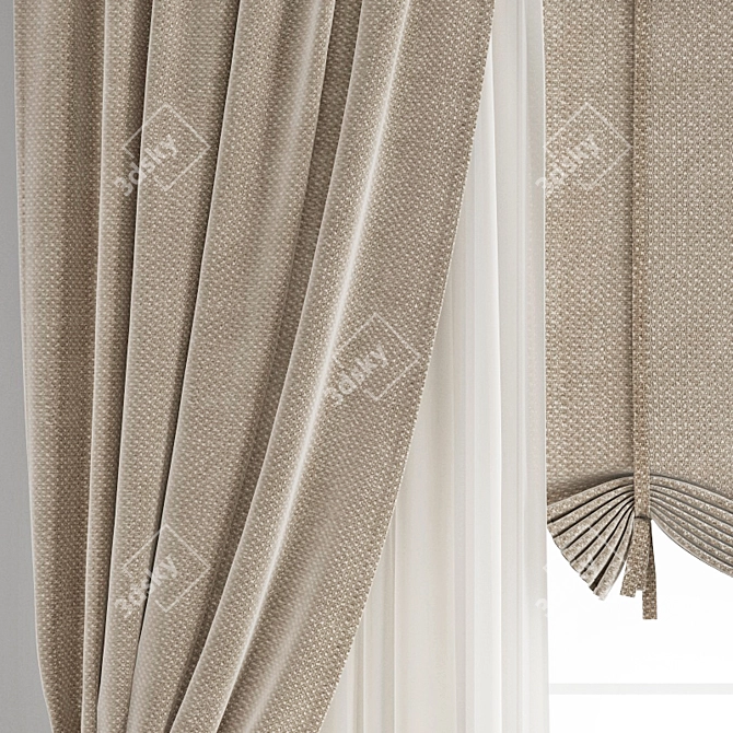 Elegant Polygonal Curtain Design 3D model image 2