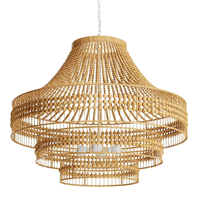 Tulane Abaca-Wrapped Tiered Chandelier 3D model image 3