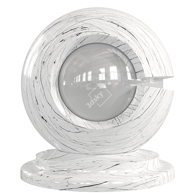 Monochrome Elegance: Black Stripes White Marble 3D model image 3