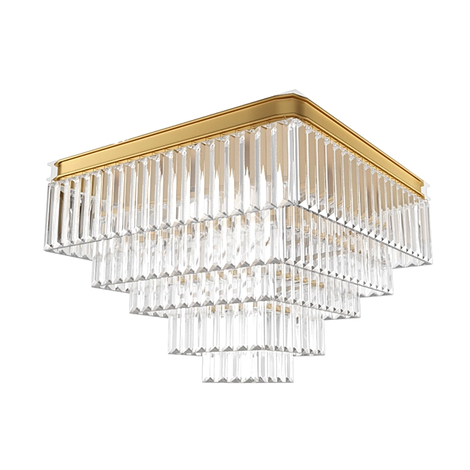 Brass Crystal Ceiling Light 3D model image 1