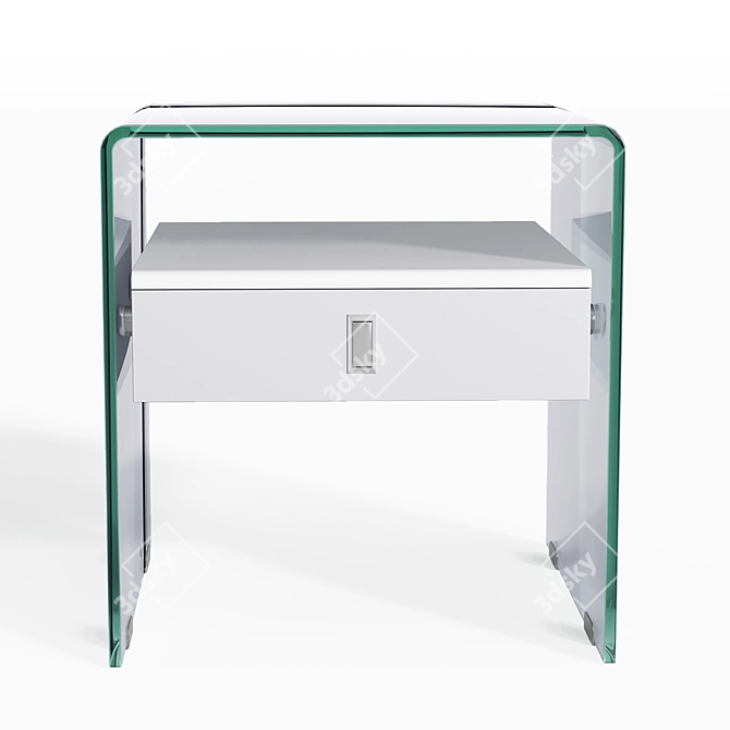 Modern Glasper Side Table: Walnut & White Lacquer 3D model image 2