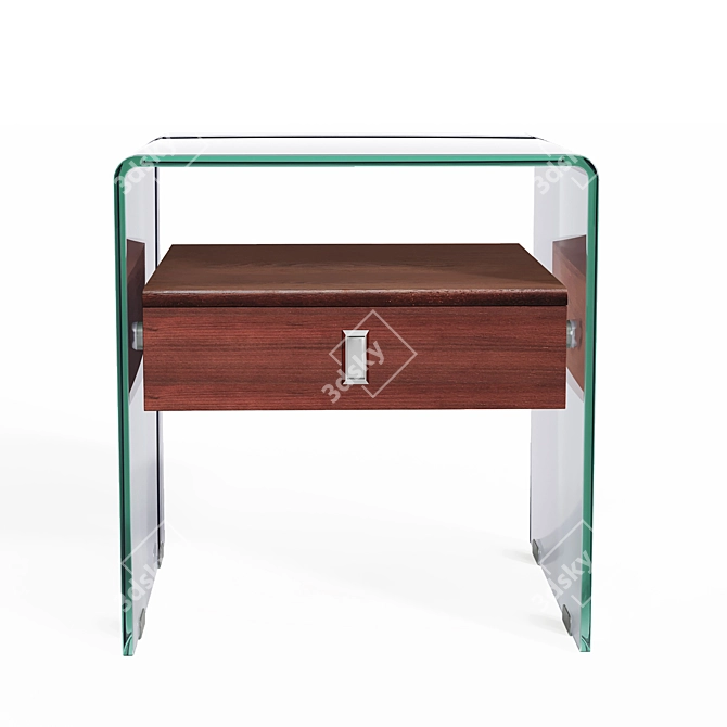 Modern Glasper Side Table: Walnut & White Lacquer 3D model image 3