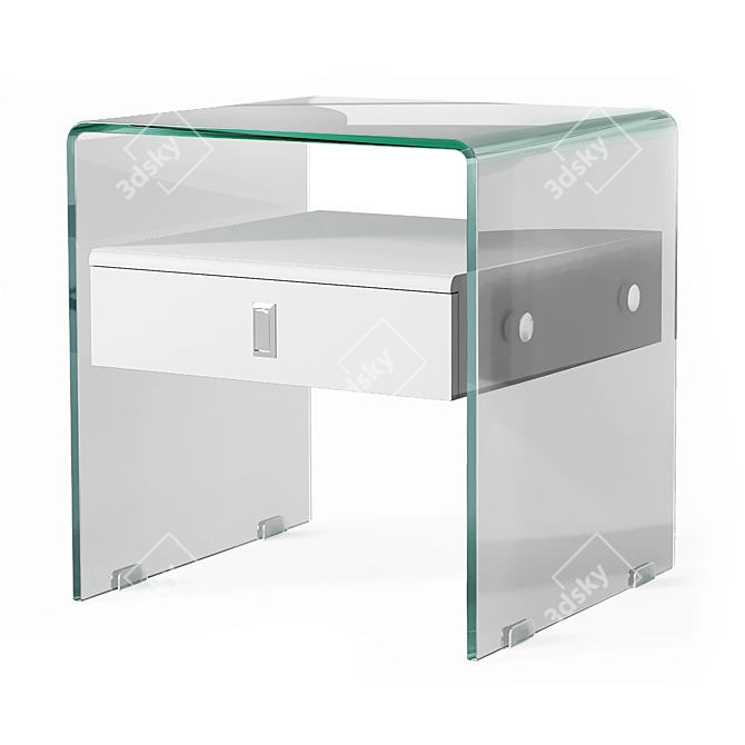 Modern Glasper Side Table: Walnut & White Lacquer 3D model image 5