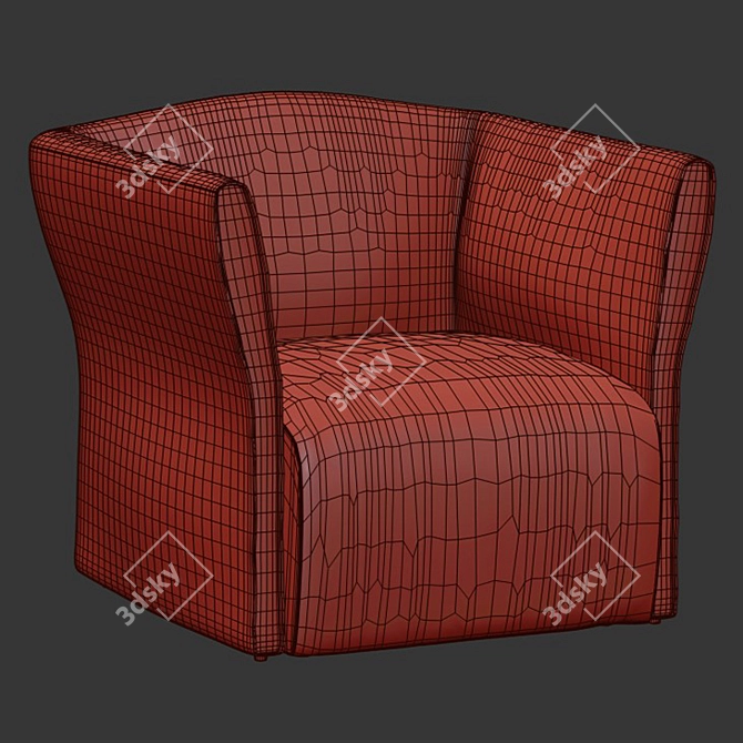 Modern Italian Fabric Armchair 3D model image 4