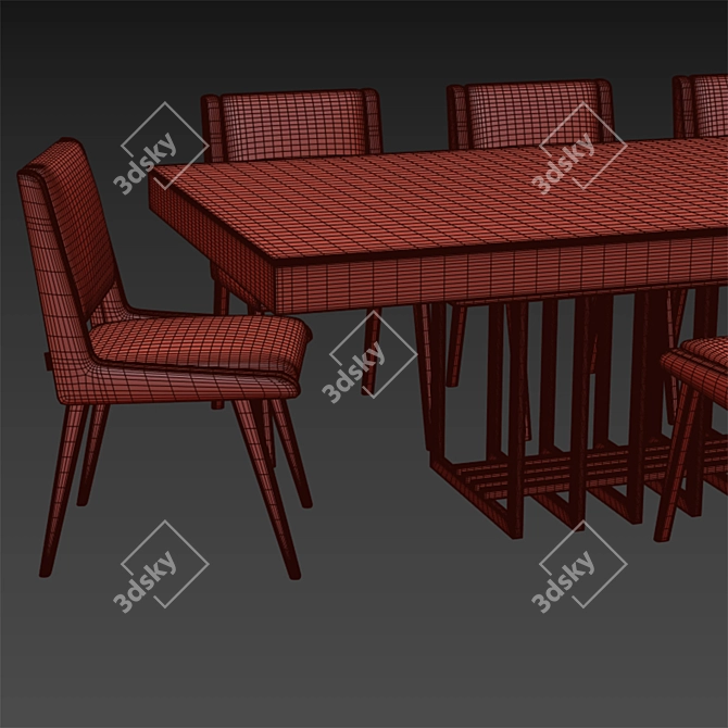 Modern Ryan Table & Rudolf Chair 3D model image 3