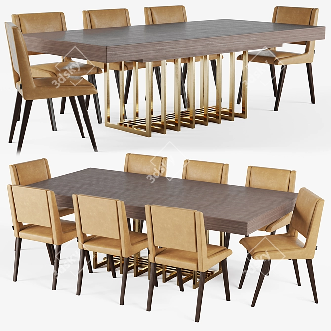 Modern Ryan Table & Rudolf Chair 3D model image 4