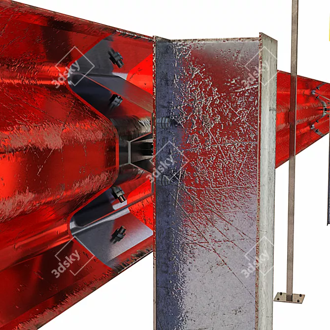 Weathered Steel Safety Barrier 3D model image 5