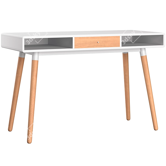 Oak and White Edelweiss Desk 3D model image 3