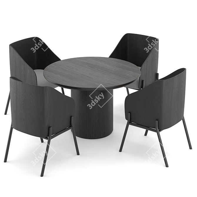 Modern GUBI Dining Table Set 3D model image 1