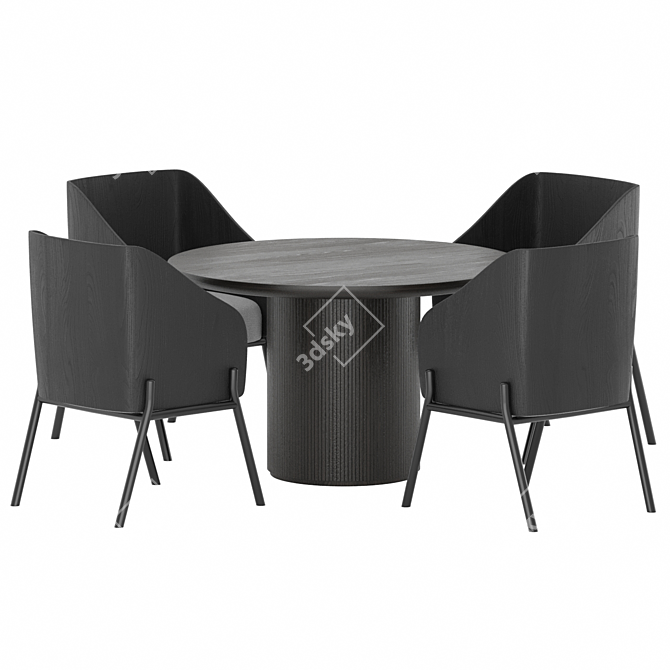 Modern GUBI Dining Table Set 3D model image 2