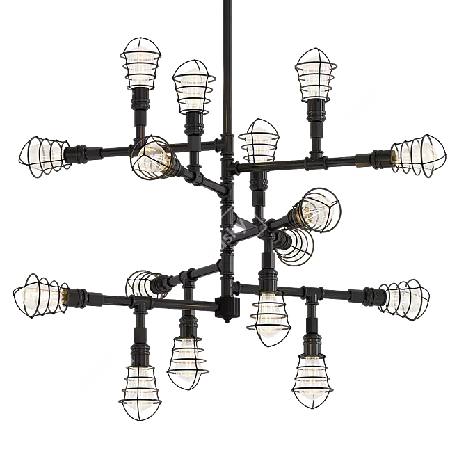 Industrial Conduit Chandelier 3D model image 1