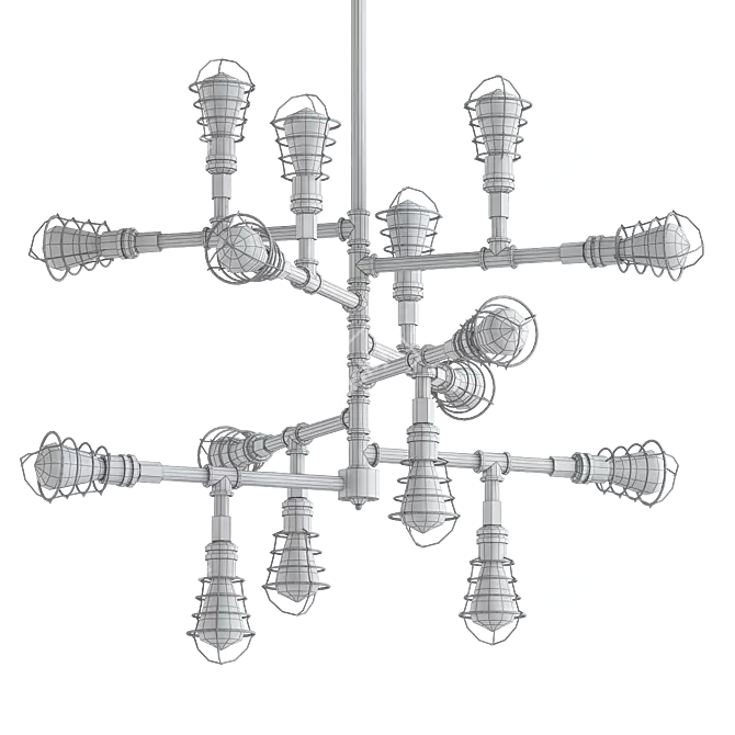 Industrial Conduit Chandelier 3D model image 2