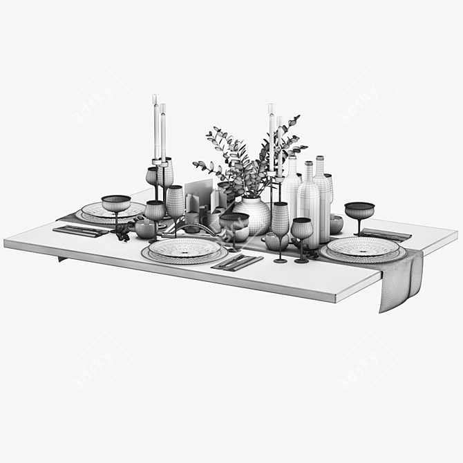 Modern Tableware Set 3D model image 5