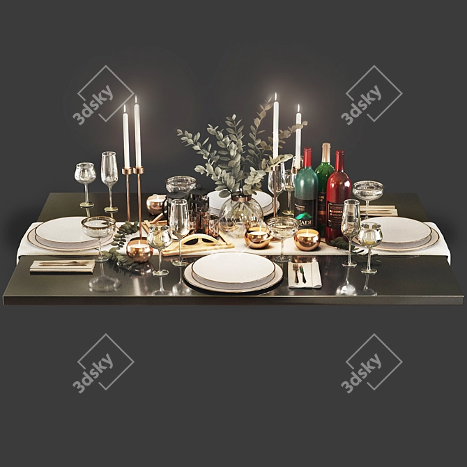 Modern Tableware Set 3D model image 6