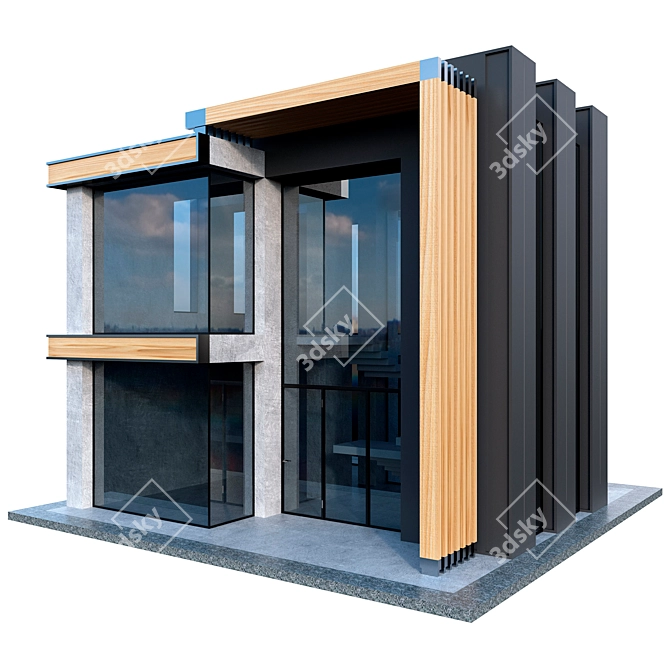  Modern Concrete House 3D model image 1