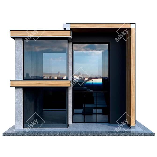  Modern Concrete House 3D model image 2