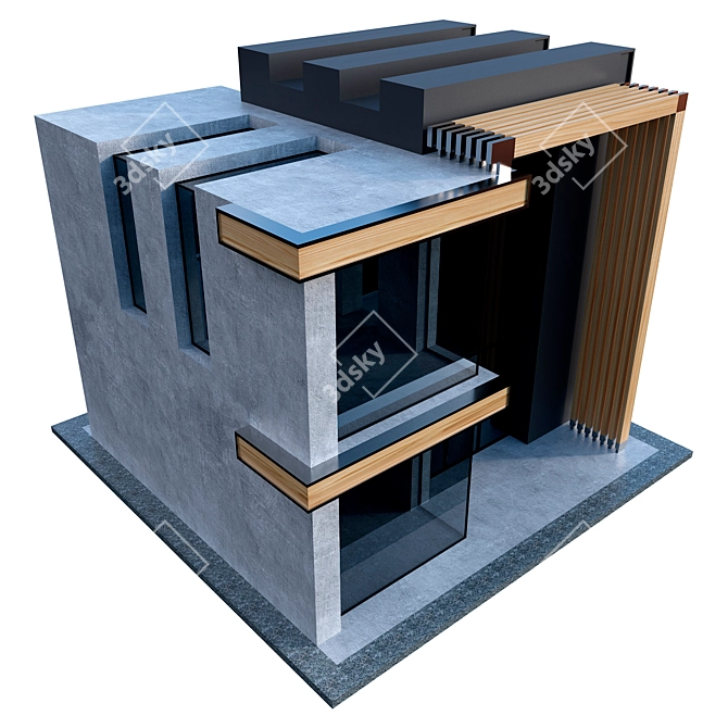  Modern Concrete House 3D model image 3