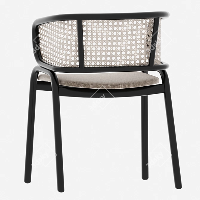 Elegant Kin Rattan Armchair with Metal Frame 3D model image 2