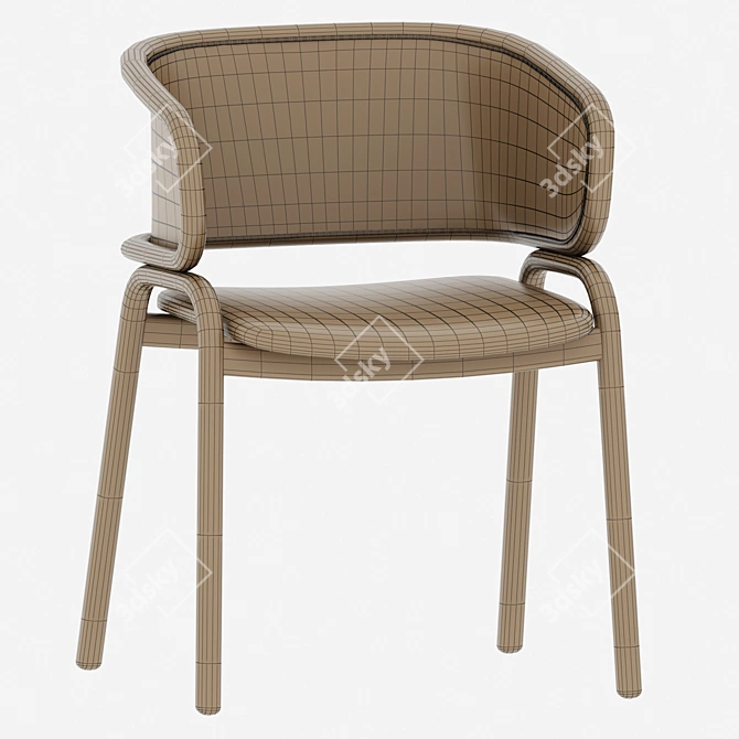 Elegant Kin Rattan Armchair with Metal Frame 3D model image 5