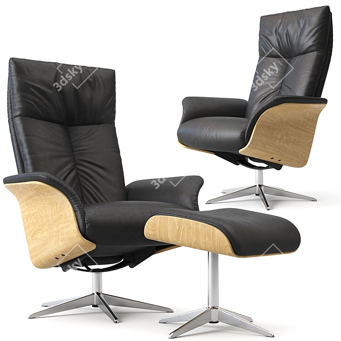 Modern Black Design Relax Armchair 3D model image 3